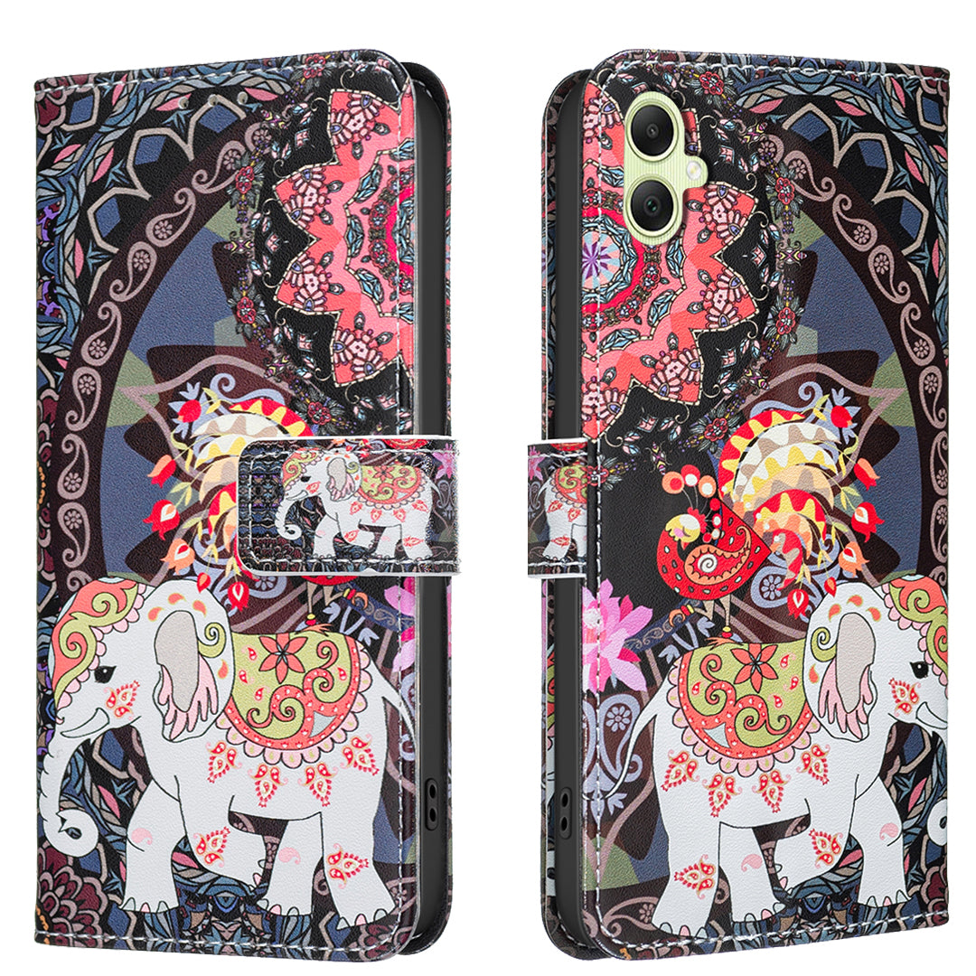Samsung Galaxy A06 5G / Galaxy A07 4G / Galaxy A07 5G / Galaxy A07s 4G / Galaxy A08 5G / Galaxy A08 4G / Galaxy A06 4G-skal, plånboksfodral, mönstertryck, mobilläder