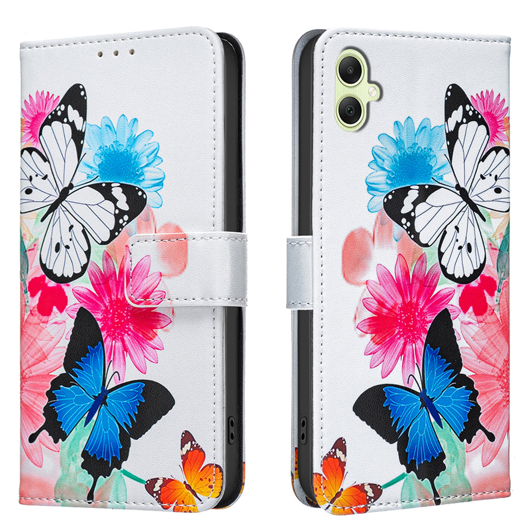 Samsung Galaxy A06 5G / Galaxy A07 4G / Galaxy A07 5G / Galaxy A07s 4G / Galaxy A08 5G / Galaxy A08 4G / Galaxy A06 4G-cover, tegnebogsetui, mønstertryk, mobiltelefonetui i læder
