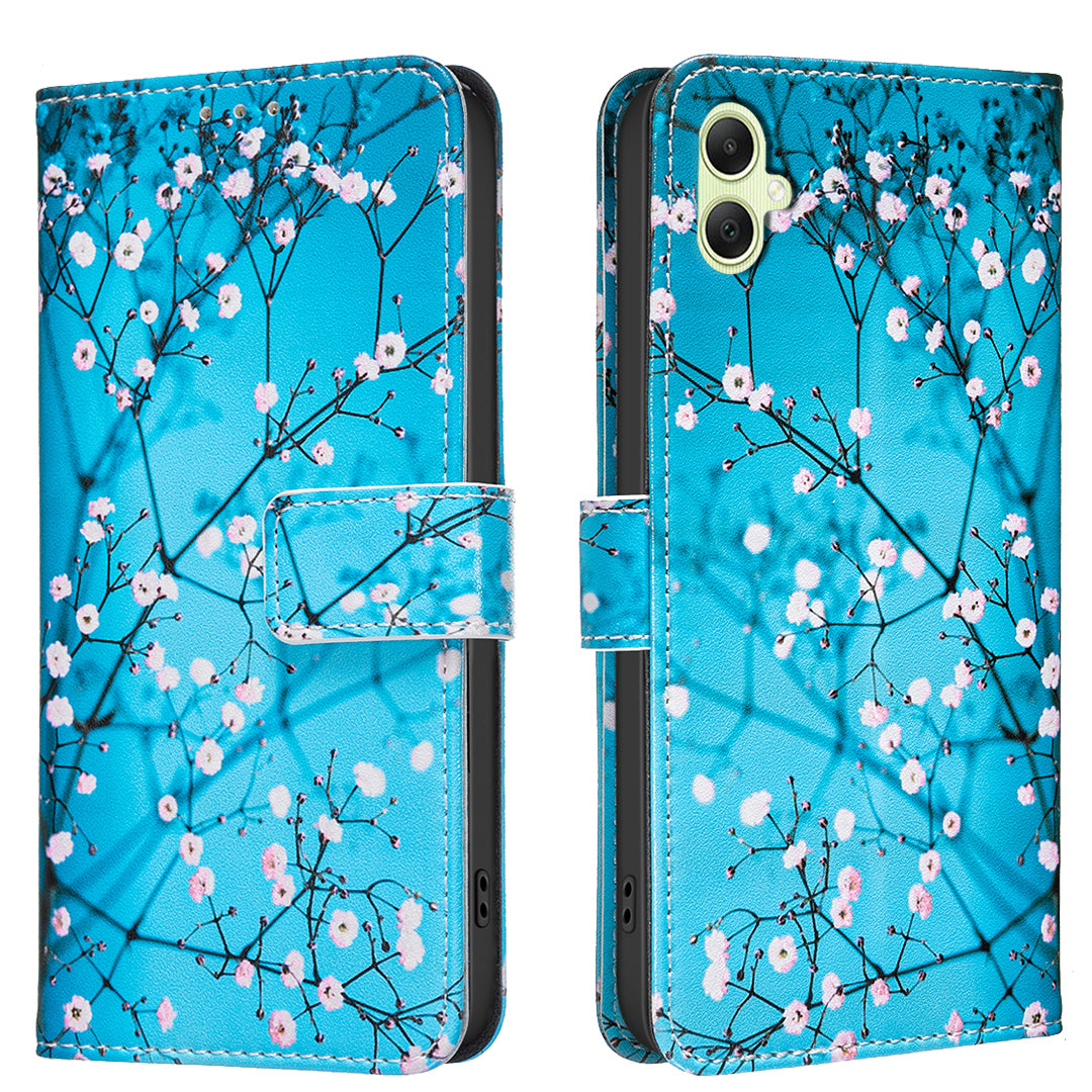 Samsung Galaxy A06 5G / Galaxy A07 4G / Galaxy A07 5G / Galaxy A07s 4G / Galaxy A08 5G / Galaxy A08 4G / Galaxy A06 4G-cover, tegnebogsetui, mønstertryk, mobiltelefonetui i læder