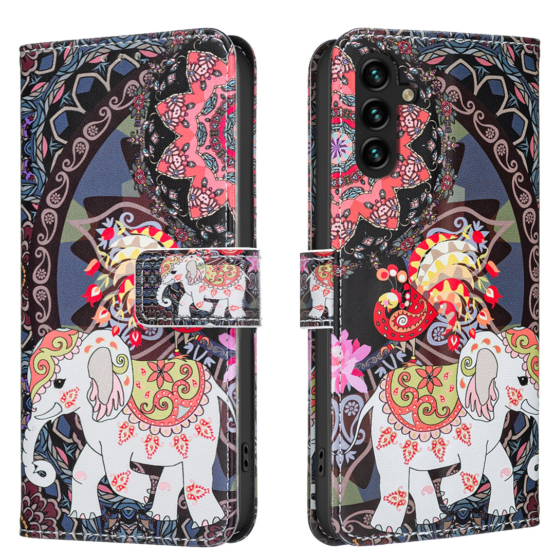 Samsung Galaxy A14 4G / Galaxy A14 5G-skal Plånboksfodral Mönstertryck mobilläder