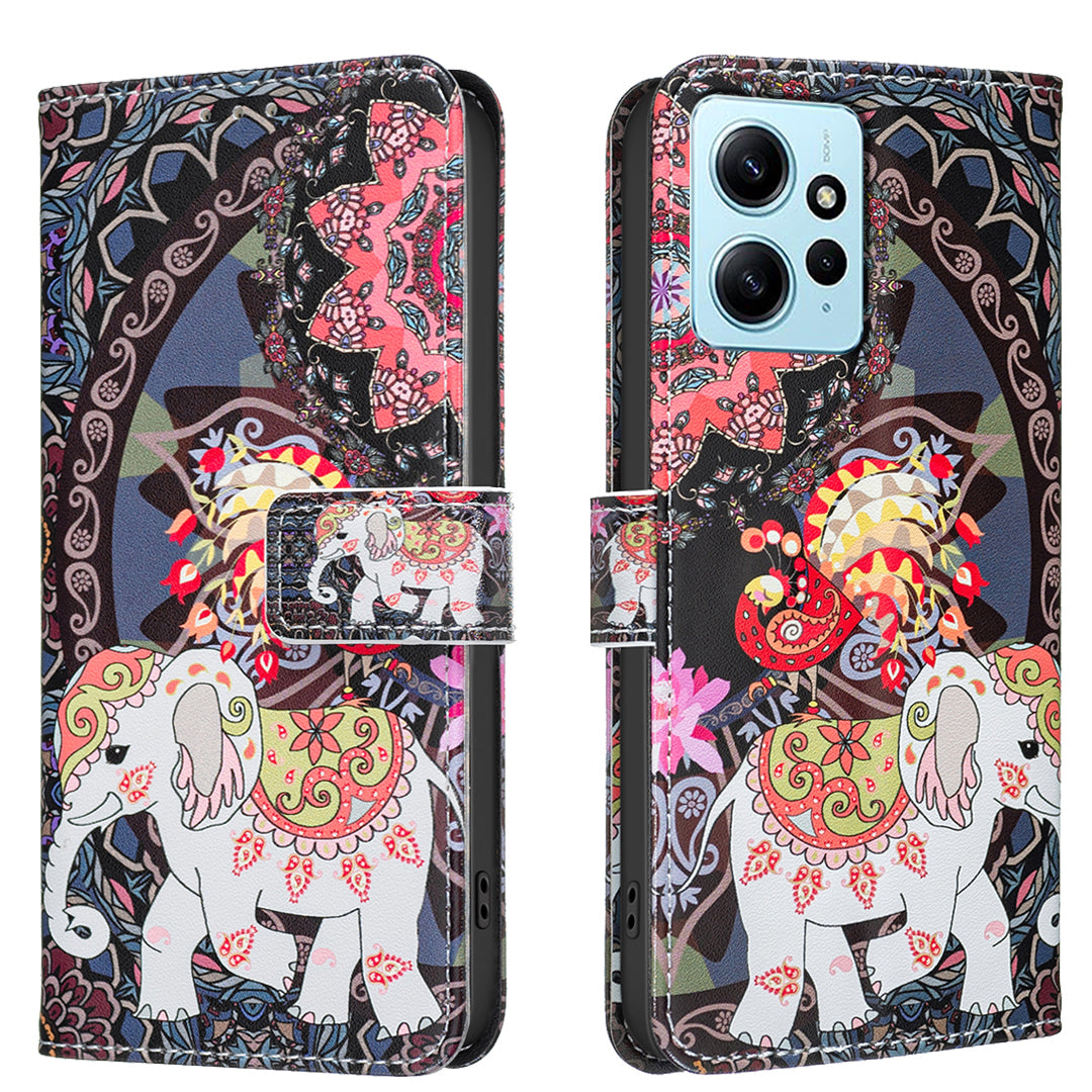 Xiaomi Redmi Note 12 4G-skal Plånboksfodral Mönstertryck mobilläder