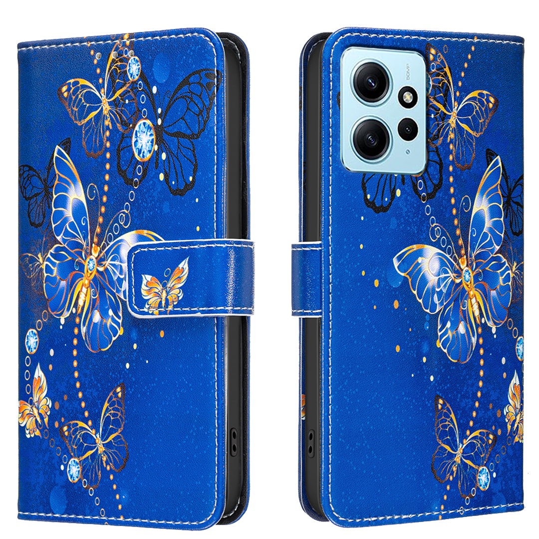 Xiaomi Redmi Note 12 4G-skal Plånboksfodral Mönstertryck mobilläder