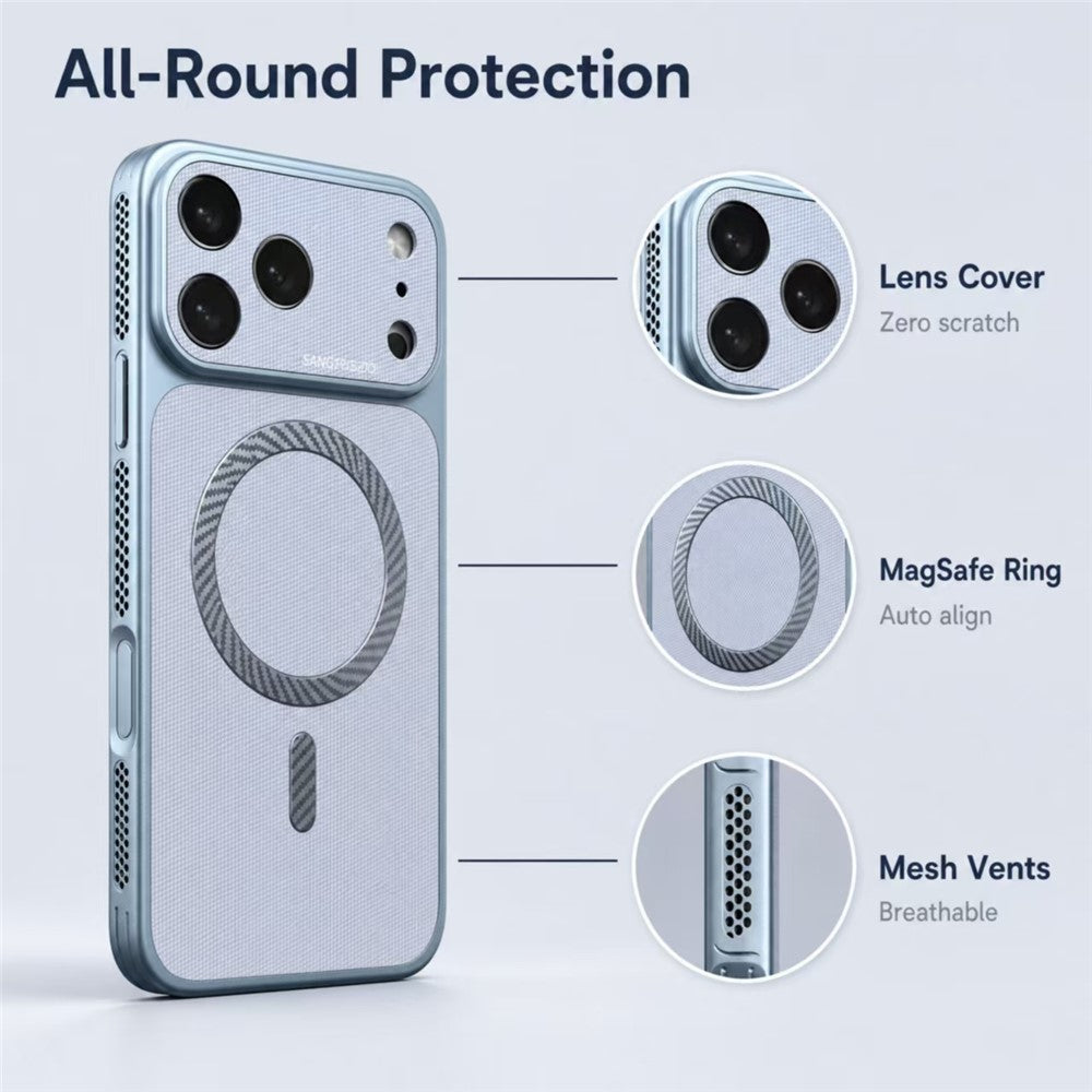 Skal för iPhone 13 Pro Max, kompatibelt med MagSafe, värmeavledande, fallskyddande TPU+PC-mobilskal