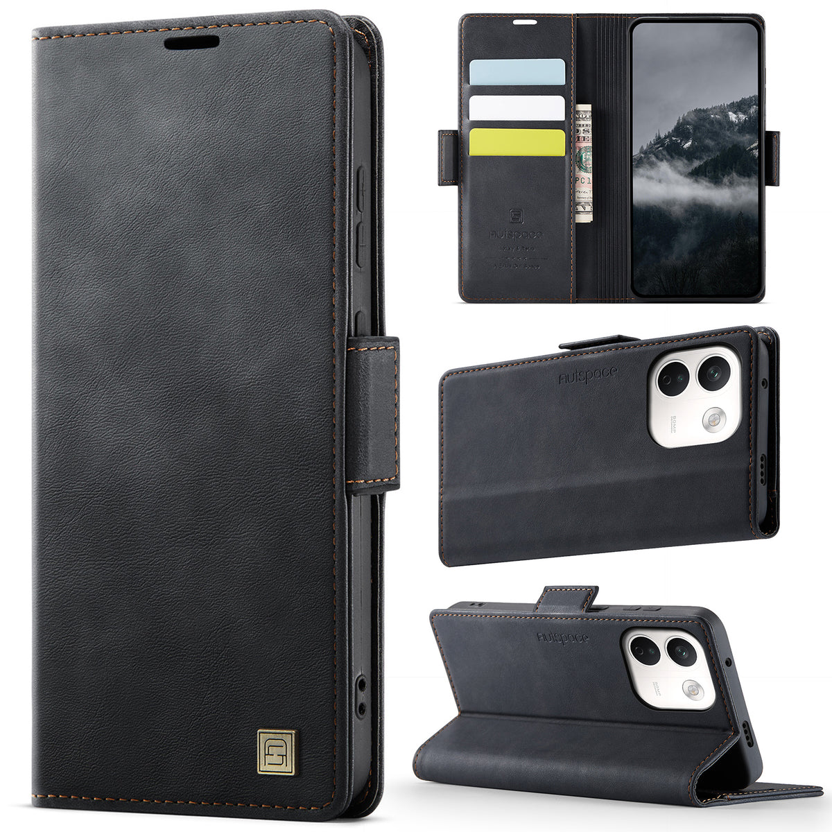 AUTSPACE för Xiaomi Redmi Note 17 Pro Max 5G / Xiaomi Redmi Note 17 Pro+ 5G A11-skal RFID-blockerande retro-läderplånboksfodral för mobilmobil