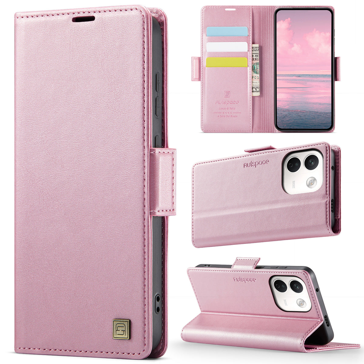 AUTSPACE för Xiaomi Redmi Note 17 Pro Max 5G / Xiaomi Redmi Note 17 Pro+ 5G A11-skal RFID-blockerande retro-läderplånboksfodral för mobilmobil