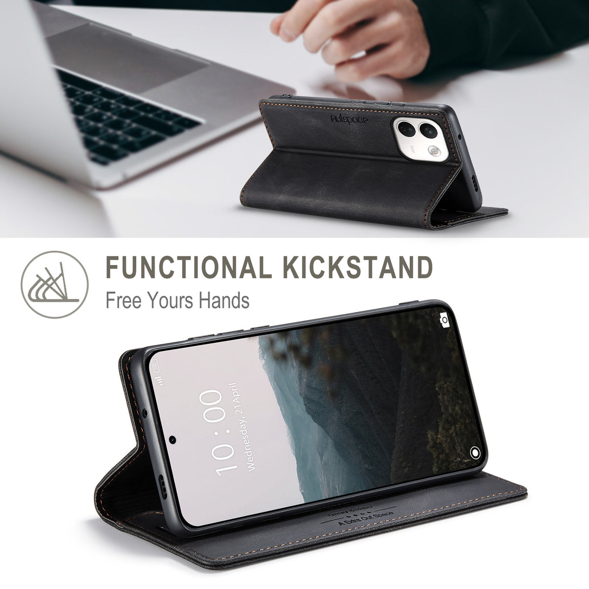 AUTSPACE för Xiaomi Redmi Note 17 Pro Max 5G / Xiaomi Redmi Note 17 Pro+ 5G Plånboksfodral A01 Läderfodral med RFID-blockerande korthållare