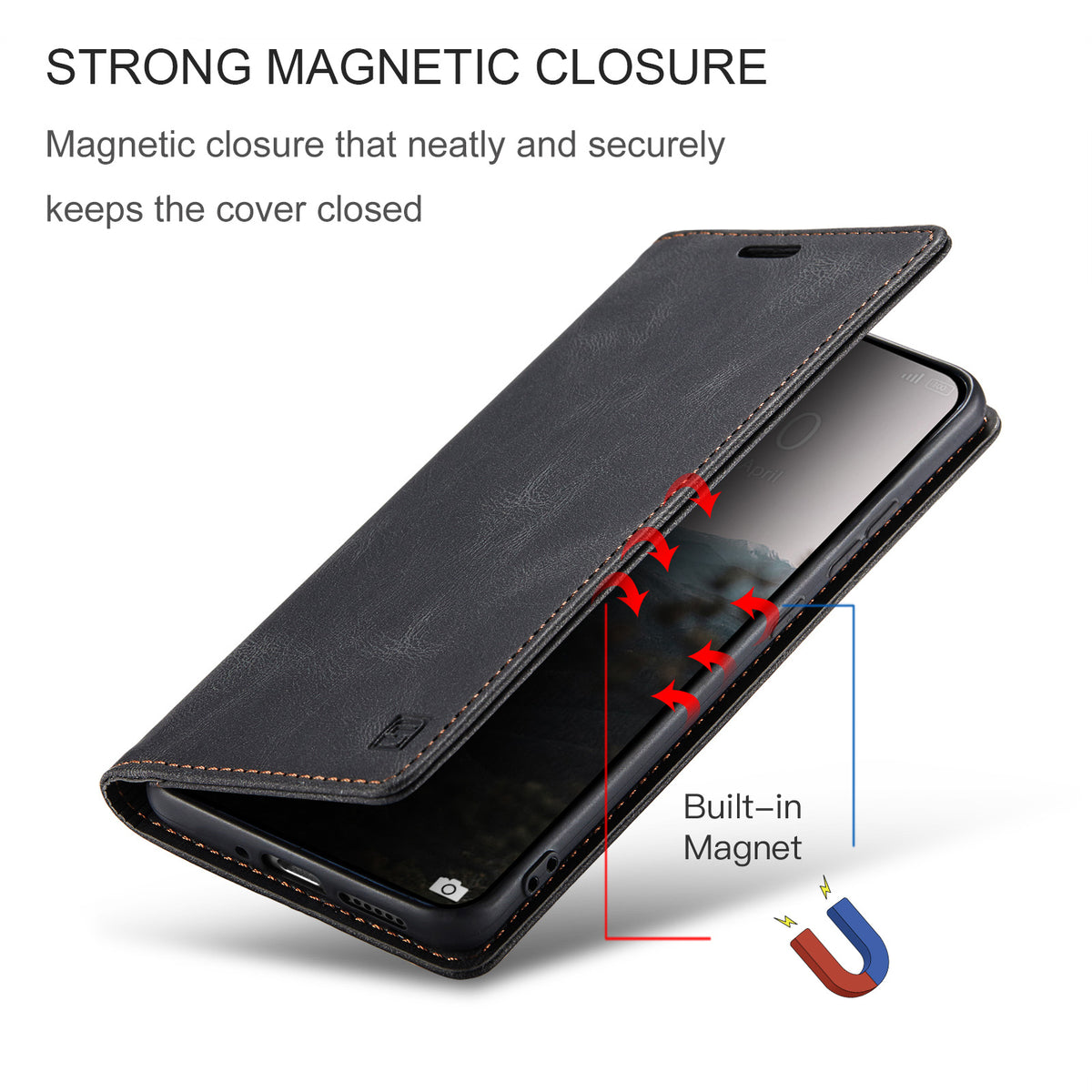 AUTSPACE för Xiaomi Redmi Note 17 Pro Max 5G / Xiaomi Redmi Note 17 Pro+ 5G Plånboksfodral A01 Läderfodral med RFID-blockerande korthållare