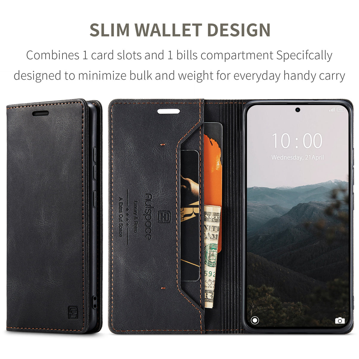 AUTSPACE för Xiaomi Redmi Note 17 Pro Max 5G / Xiaomi Redmi Note 17 Pro+ 5G Plånboksfodral A01 Läderfodral med RFID-blockerande korthållare