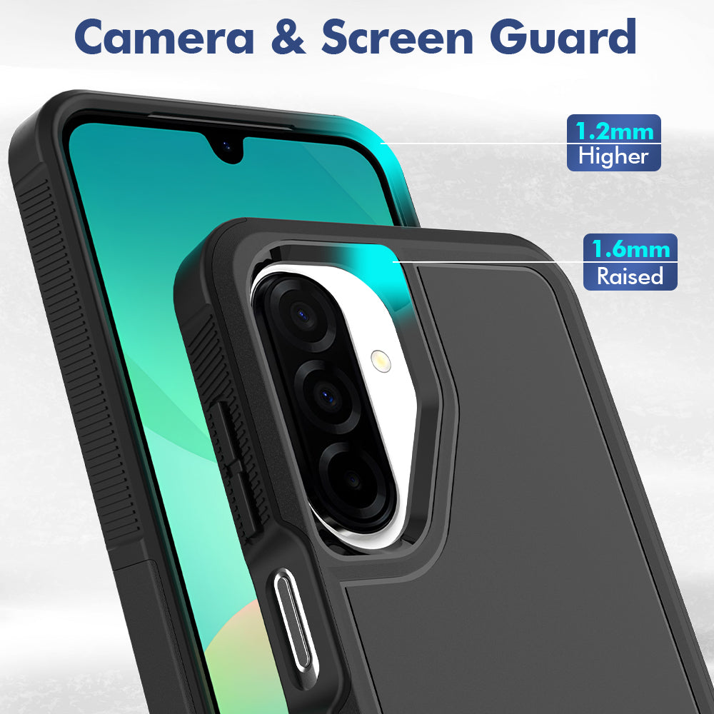 Samsung Galaxy A17 5G / Galaxy A17 4G / Galaxy A26 5G-skal PC + TPU halkfritt mobilskal med skärmskydd i högkvalitativt aluminium-kiselglas + linsskydd i härdat glas