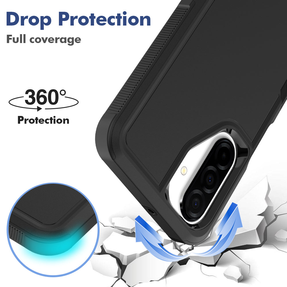Samsung Galaxy A17 5G / Galaxy A17 4G / Galaxy A26 5G-skal PC + TPU halkfritt mobilskal med skärmskydd i högkvalitativt aluminium-kiselglas + linsskydd i härdat glas