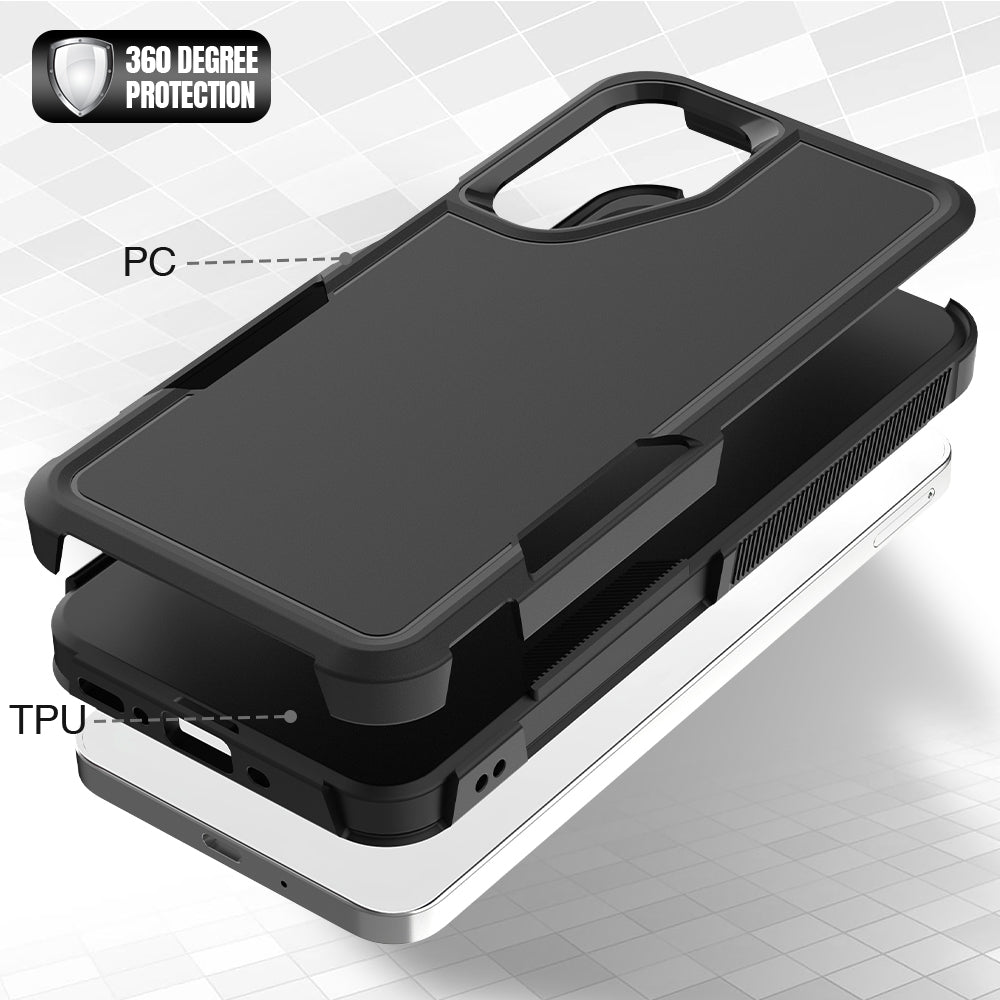 Samsung Galaxy A17 5G / Galaxy A17 4G / Galaxy A26 5G-skal PC + TPU halkfritt mobilskal med skärmskydd i högkvalitativt aluminium-kiselglas + linsskydd i härdat glas