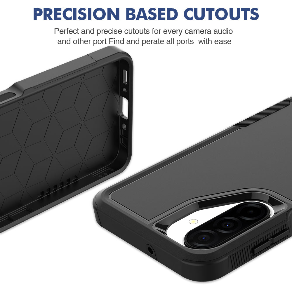 Samsung Galaxy A17 5G / Galaxy A17 4G / Galaxy A26 5G-skal PC + TPU halkfritt mobilskal med skärmskydd i högkvalitativt aluminium-kiselglas + linsskydd i härdat glas