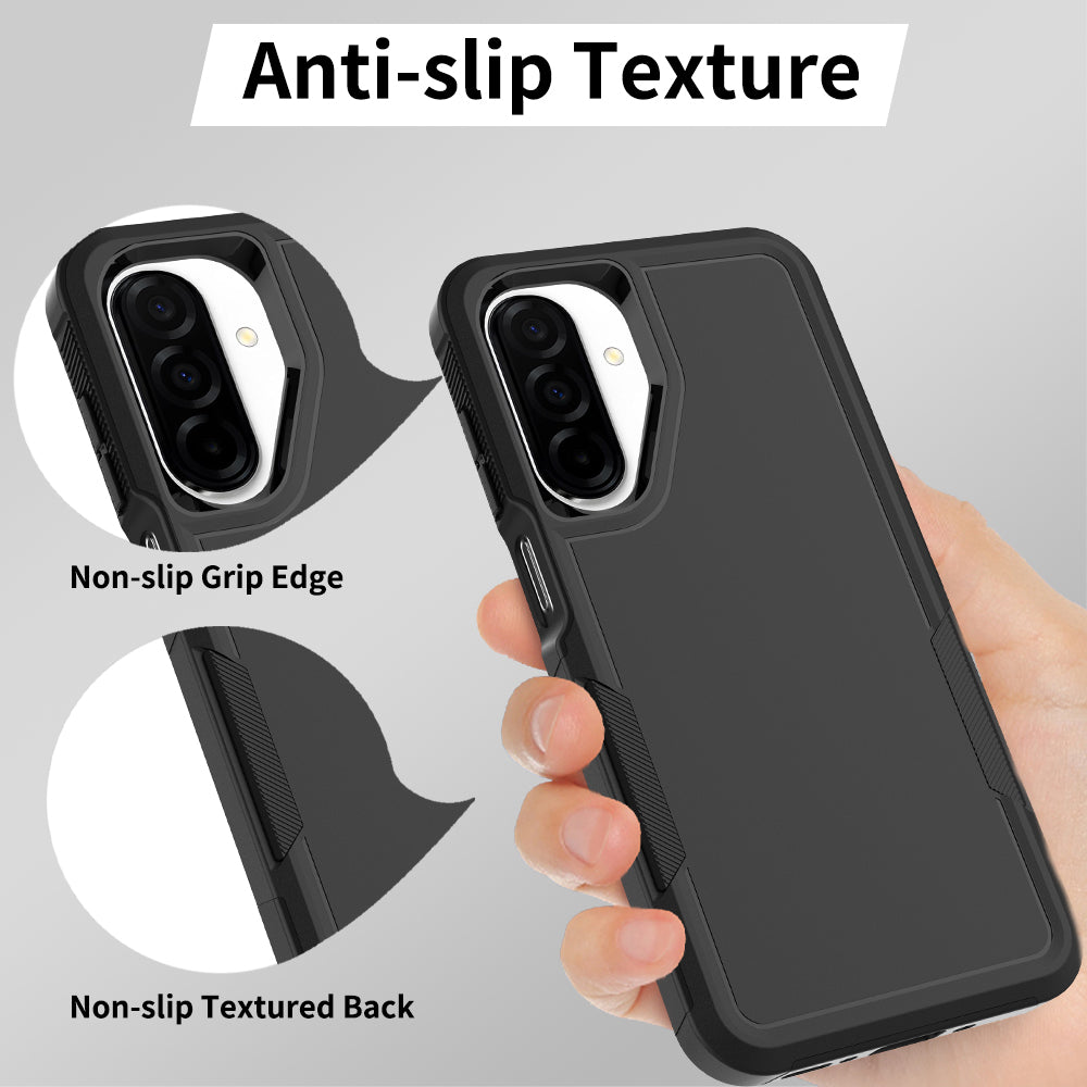 Samsung Galaxy A17 5G / Galaxy A17 4G / Galaxy A26 5G-skal PC + TPU halkfritt mobilskal med skärmskydd i högkvalitativt aluminium-kiselglas + linsskydd i härdat glas