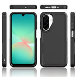 Samsung Galaxy A17 5G / Galaxy A17 4G / Galaxy A26 5G-skal PC + TPU halkfritt mobilskal med skärmskydd i högkvalitativt aluminium-kiselglas + linsskydd i härdat glas