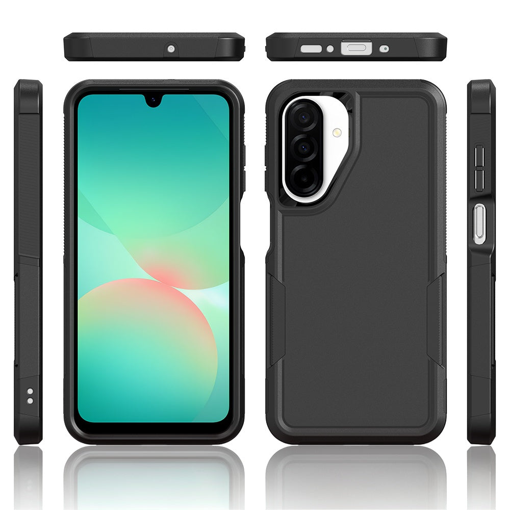 Samsung Galaxy A17 5G / Galaxy A17 4G / Galaxy A26 5G-skal PC + TPU halkfritt mobilskal med skärmskydd i högkvalitativt aluminium-kiselglas + linsskydd i härdat glas