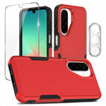 Samsung Galaxy A17 5G / Galaxy A17 4G / Galaxy A26 5G-skal PC + TPU halkfritt mobilskal med skärmskydd i högkvalitativt aluminium-kiselglas + linsskydd i härdat glas