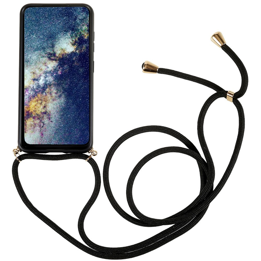 For Samsung Galaxy S23 Back Case Wheat Straw + TPU Shockproof Phone Cover with Adjustable Lanyard