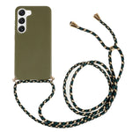 For Samsung Galaxy S23 Back Case Wheat Straw + TPU Shockproof Phone Cover with Adjustable Lanyard
