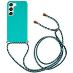 For Samsung Galaxy S23 Back Case Wheat Straw + TPU Shockproof Phone Cover with Adjustable Lanyard
