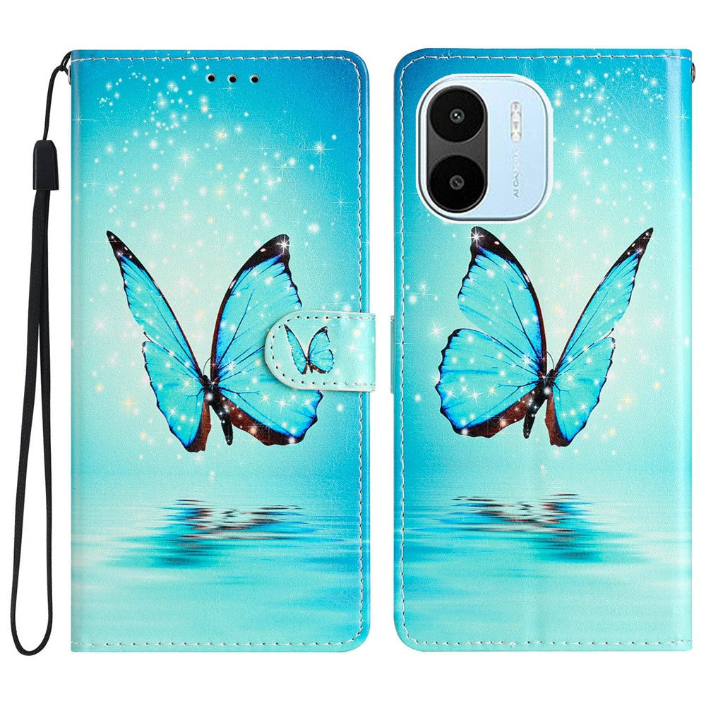 For Xiaomi Redmi A1 4G / A2 4G Pattern Printing PU Leather Phone Case Stand Drop-proof Magnetic Flip Wallet Cover with Strap