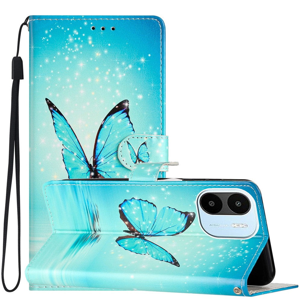 For Xiaomi Redmi A1 4G / A2 4G Pattern Printing PU Leather Phone Case Stand Drop-proof Magnetic Flip Wallet Cover with Strap