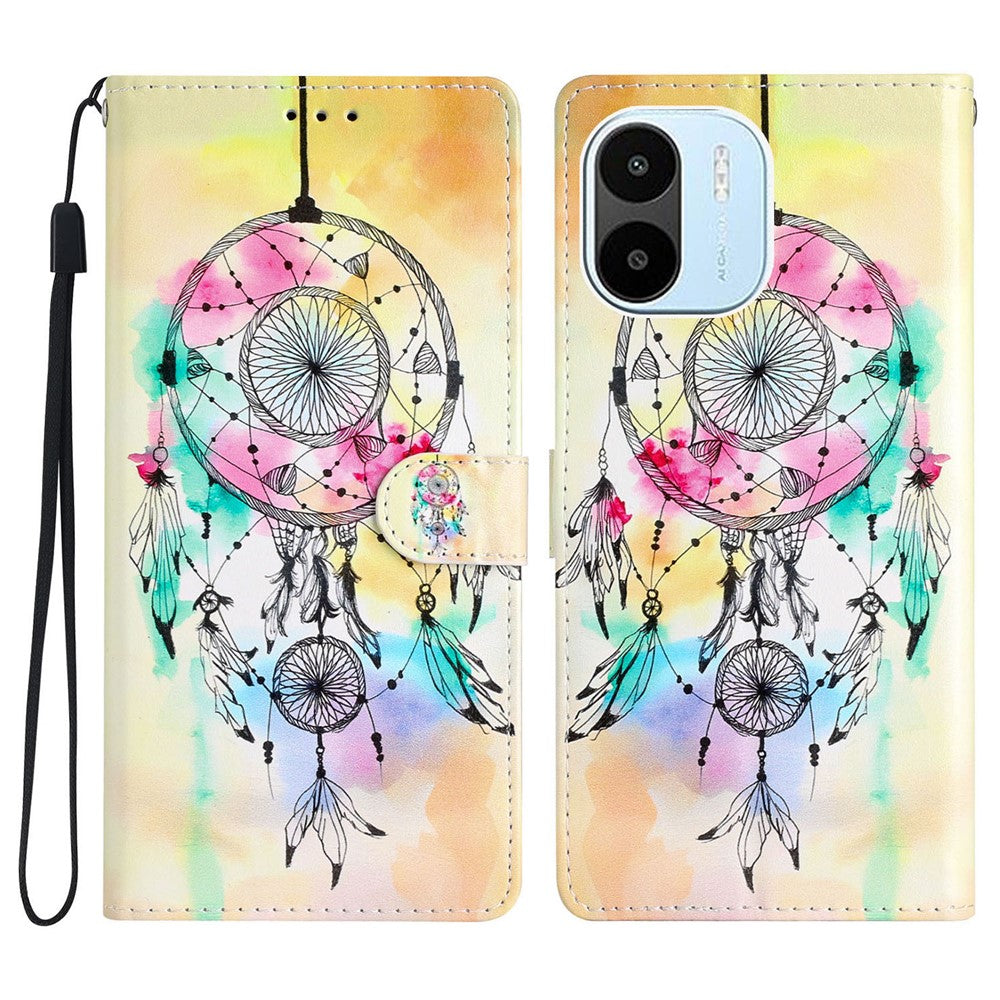 For Xiaomi Redmi A1 4G / A2 4G Pattern Printing PU Leather Phone Case Stand Drop-proof Magnetic Flip Wallet Cover with Strap