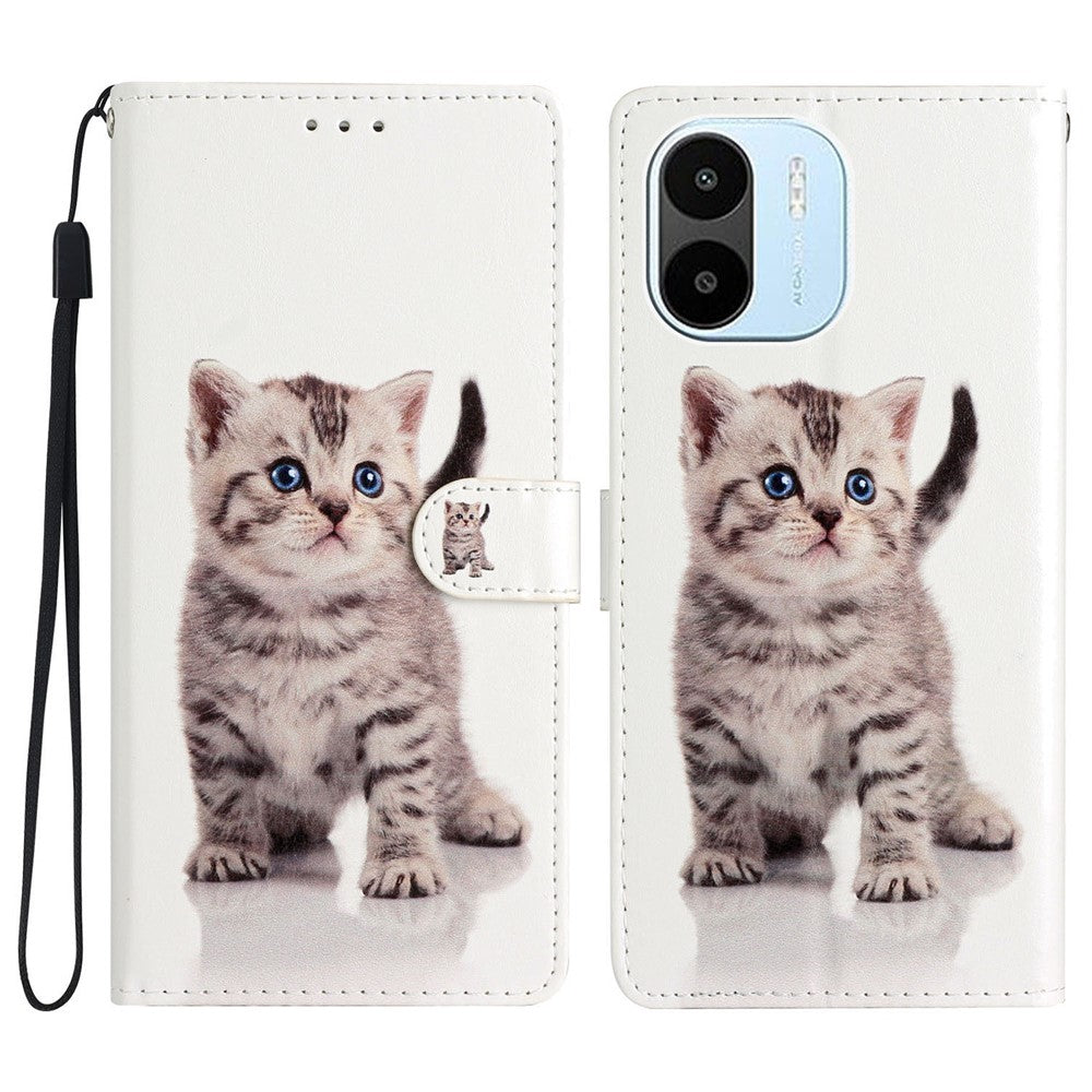 For Xiaomi Redmi A1 4G / A2 4G Pattern Printing PU Leather Phone Case Stand Drop-proof Magnetic Flip Wallet Cover with Strap