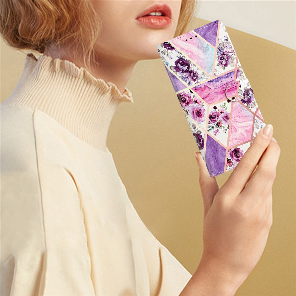 For Oppo Reno8 Lite 5G / Reno7 Z 5G PU Leather Wallet Case Magnetic Closure Stand Full Protection Folio Flip Pattern Printing Phone Cover with Strap