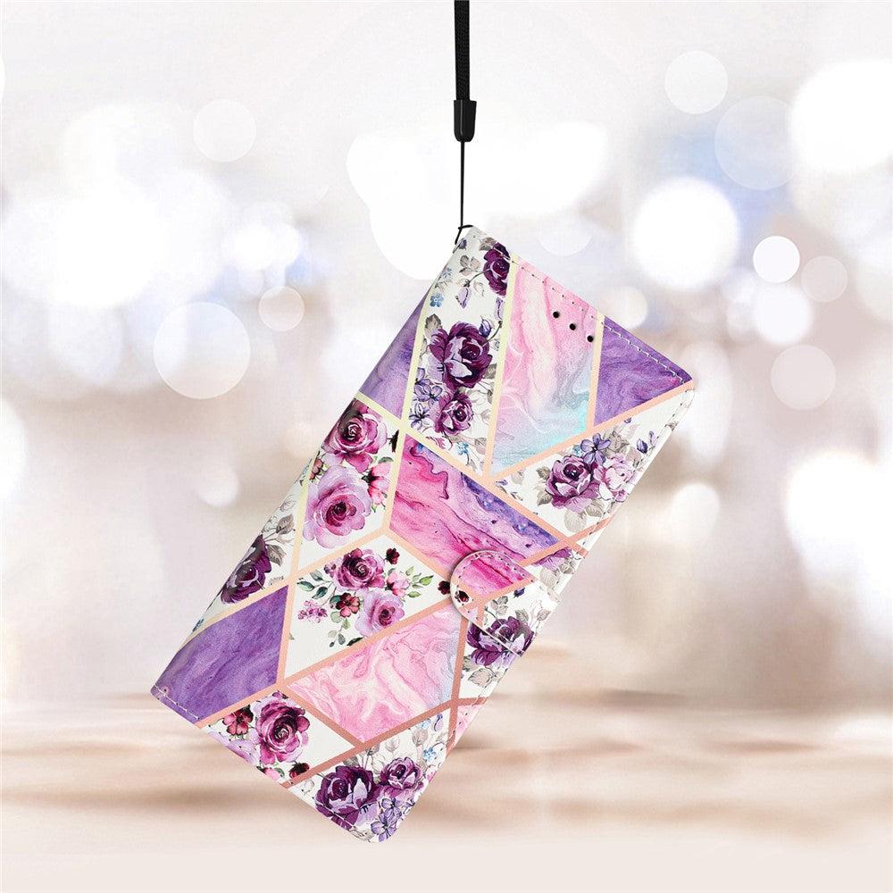 For Oppo Reno8 Lite 5G / Reno7 Z 5G PU Leather Wallet Case Magnetic Closure Stand Full Protection Folio Flip Pattern Printing Phone Cover with Strap