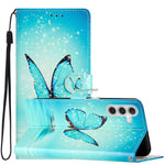 Til Samsung Galaxy A54 5G Mønstertryk PU Læder Flipcover Magnetisk Lukning Standpung Folio-etui med Rem