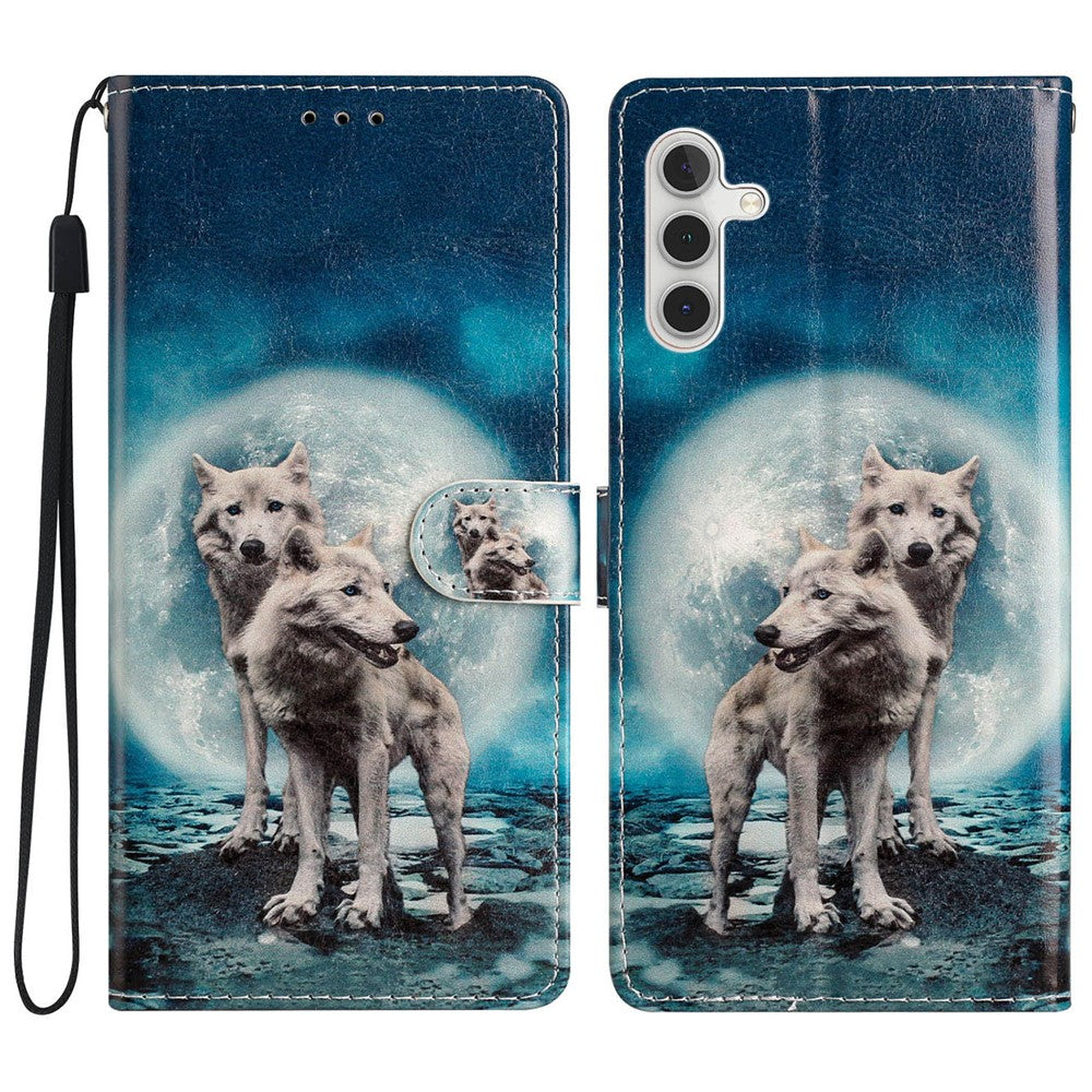 Til Samsung Galaxy A54 5G Mønstertryk PU Læder Flipcover Magnetisk Lukning Standpung Folio-etui med Rem