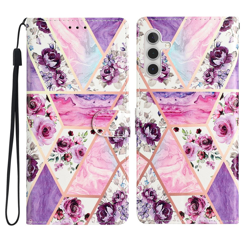 Til Samsung Galaxy A54 5G Mønstertryk PU Læder Flipcover Magnetisk Lukning Standpung Folio-etui med Rem