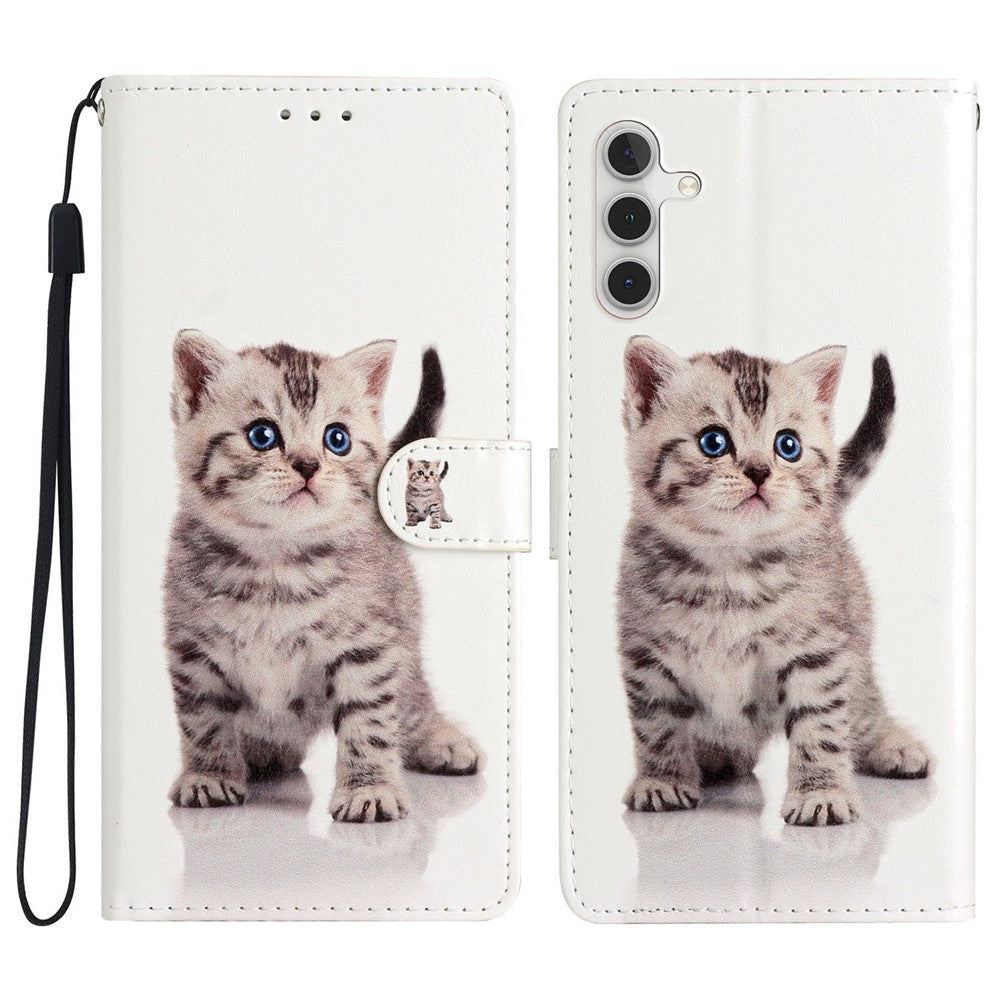 Til Samsung Galaxy A54 5G Mønstertryk PU Læder Flipcover Magnetisk Lukning Standpung Folio-etui med Rem