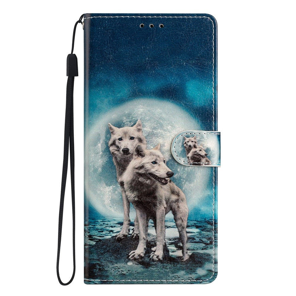 Samsung Galaxy A34 5G Mönstertryck PU-läder Plånboksfodral Stativ Magnetspänne Stötsäkert Folio-mobilfodral med Rem