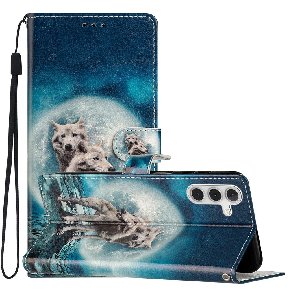 Samsung Galaxy A34 5G Mönstertryck PU-läder Plånboksfodral Stativ Magnetspänne Stötsäkert Folio-mobilfodral med Rem