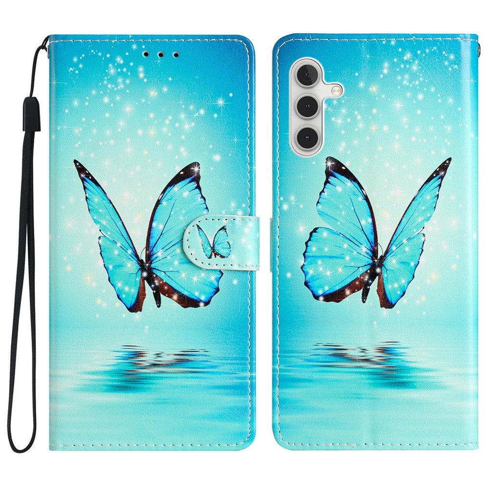 Samsung Galaxy A34 5G Mönstertryck PU-läder Plånboksfodral Stativ Magnetspänne Stötsäkert Folio-mobilfodral med Rem
