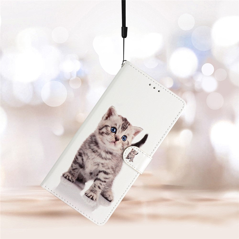 Til Samsung Galaxy A53 5G PU-læderpung Telefoncover Magnetisk Lukning Mønsterprint Stander Stødsikkert Cover med Rem