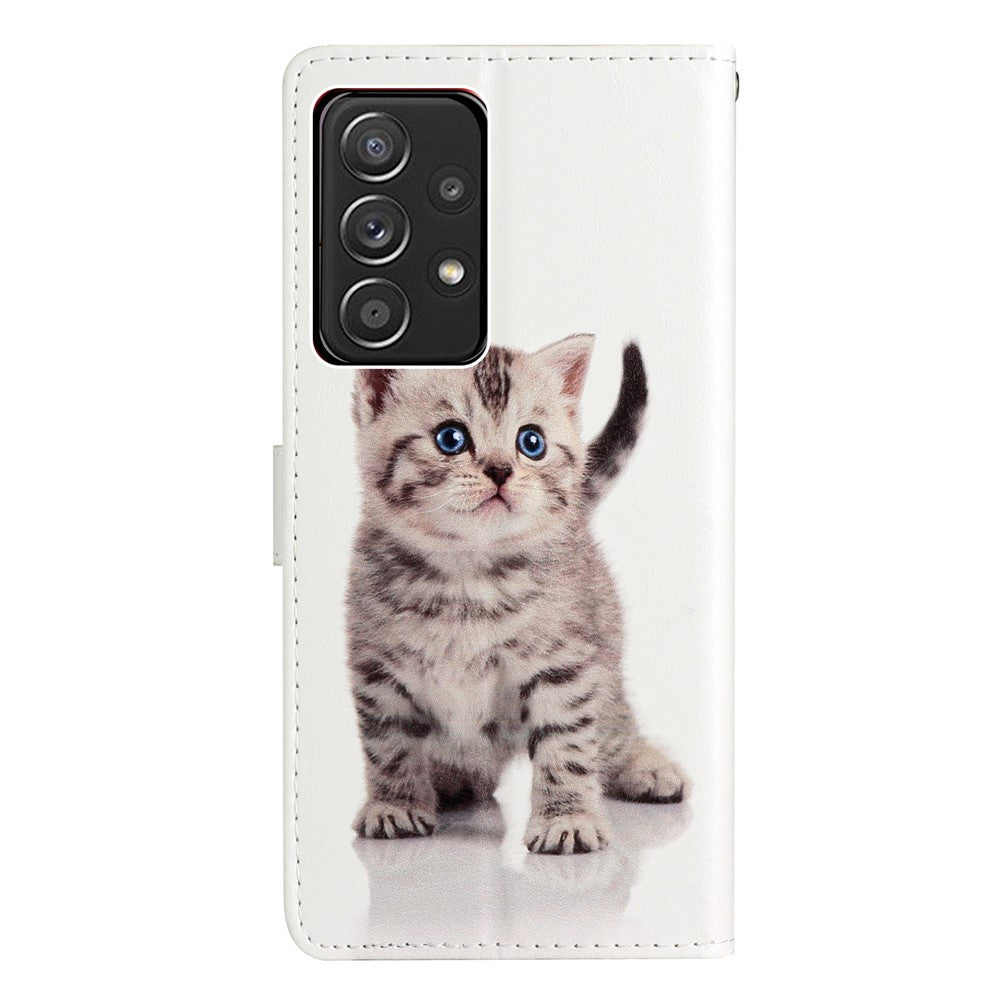 Til Samsung Galaxy A53 5G PU-læderpung Telefoncover Magnetisk Lukning Mønsterprint Stander Stødsikkert Cover med Rem