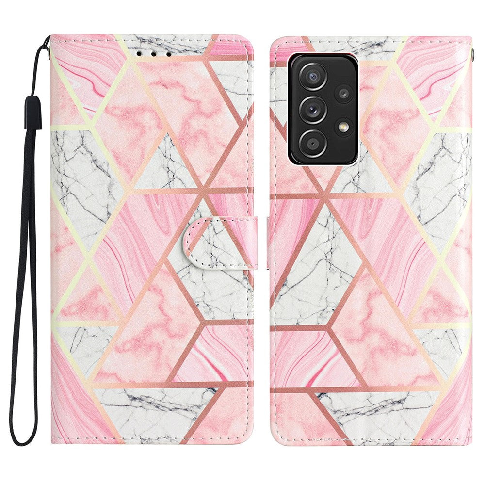 Til Samsung Galaxy A53 5G PU-læderpung Telefoncover Magnetisk Lukning Mønsterprint Stander Stødsikkert Cover med Rem