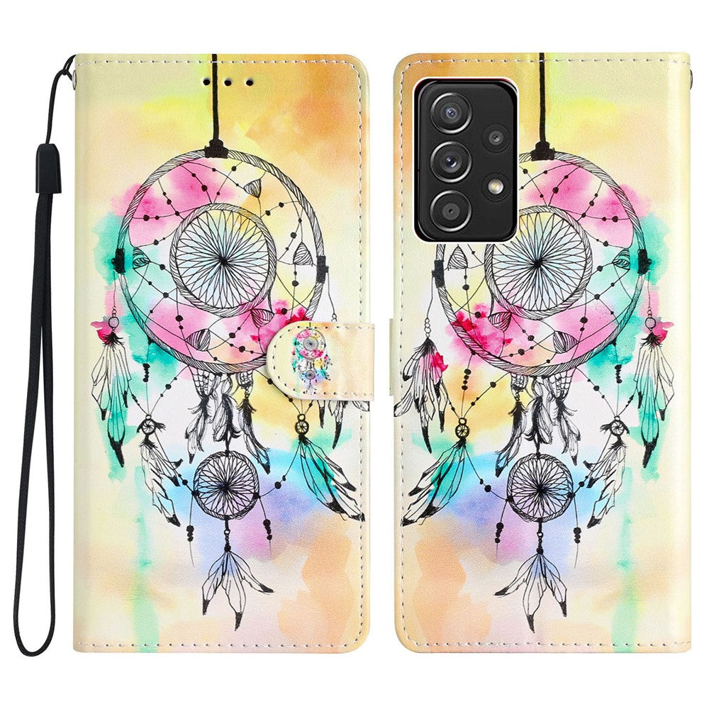 Til Samsung Galaxy A53 5G PU-læderpung Telefoncover Magnetisk Lukning Mønsterprint Stander Stødsikkert Cover med Rem