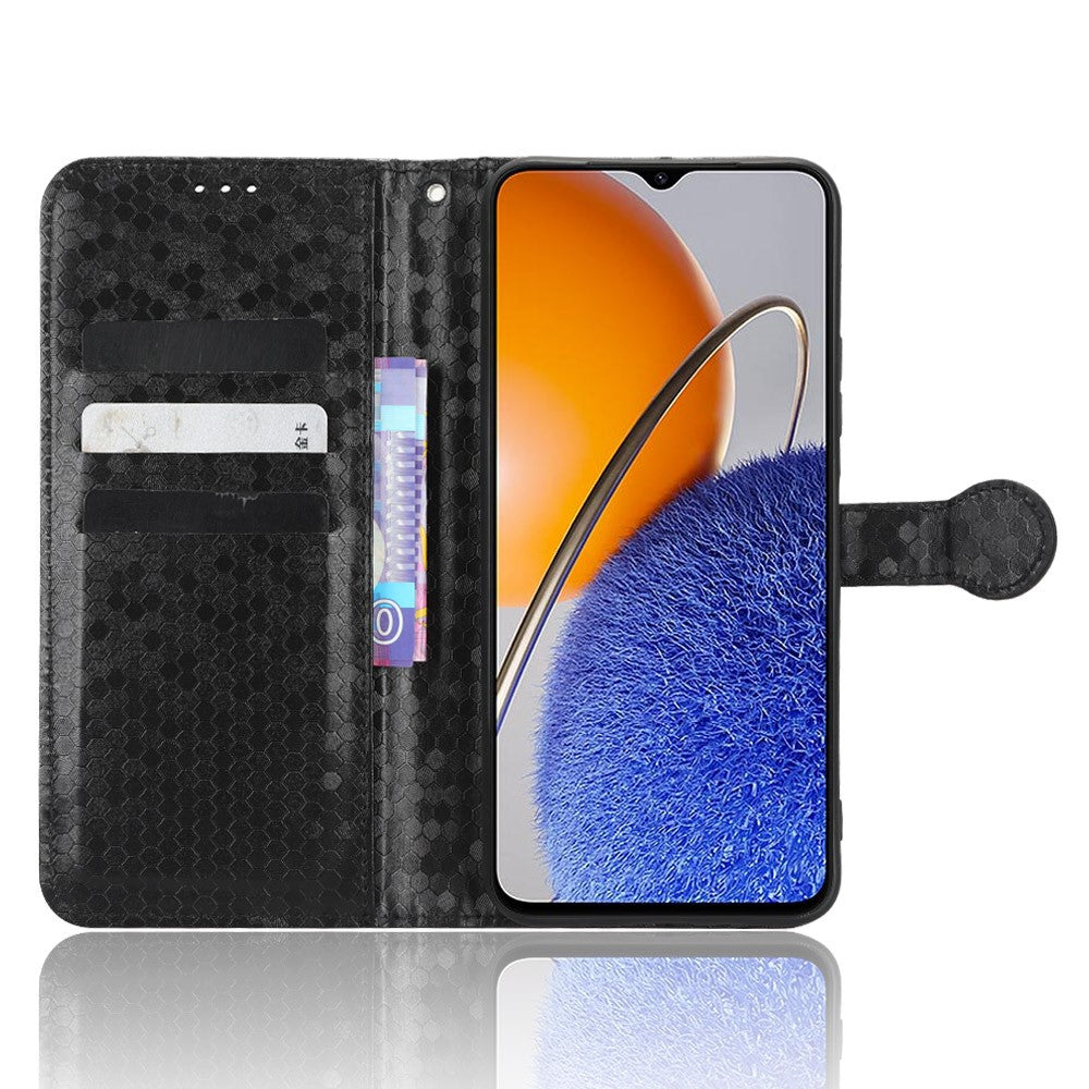 For Huawei nova Y61 4G Dot Pattern Imprinted Phone Cover PU Leather Shockproof Wallet Stand Cover with Strap