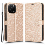 For Huawei nova Y61 4G Dot Pattern Imprinted Phone Cover PU Leather Shockproof Wallet Stand Cover with Strap