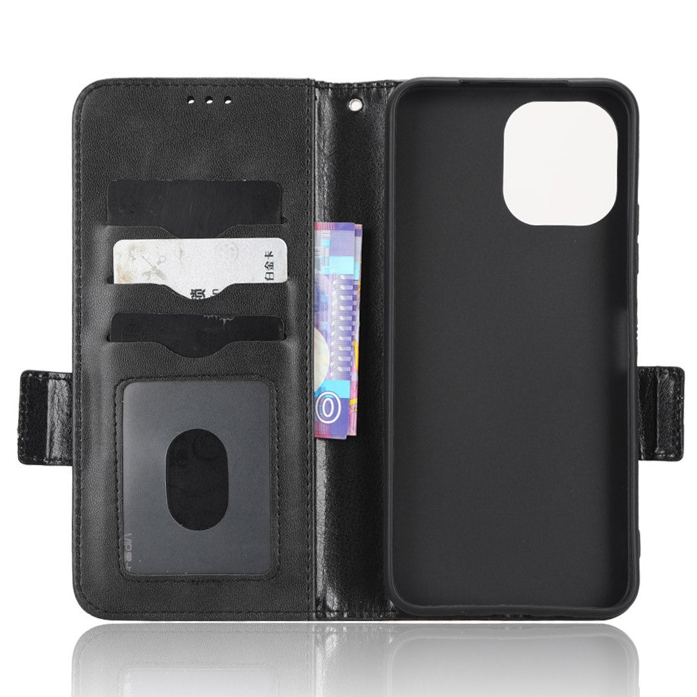 For Huawei nova Y61 4G PU Leather Stand Case Imprinted Triangle Pattern Magnetic Clasp Phone Wallet Cover with Hand Strap