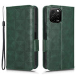 For Huawei nova Y61 4G PU Leather Stand Case Imprinted Triangle Pattern Magnetic Clasp Phone Wallet Cover with Hand Strap