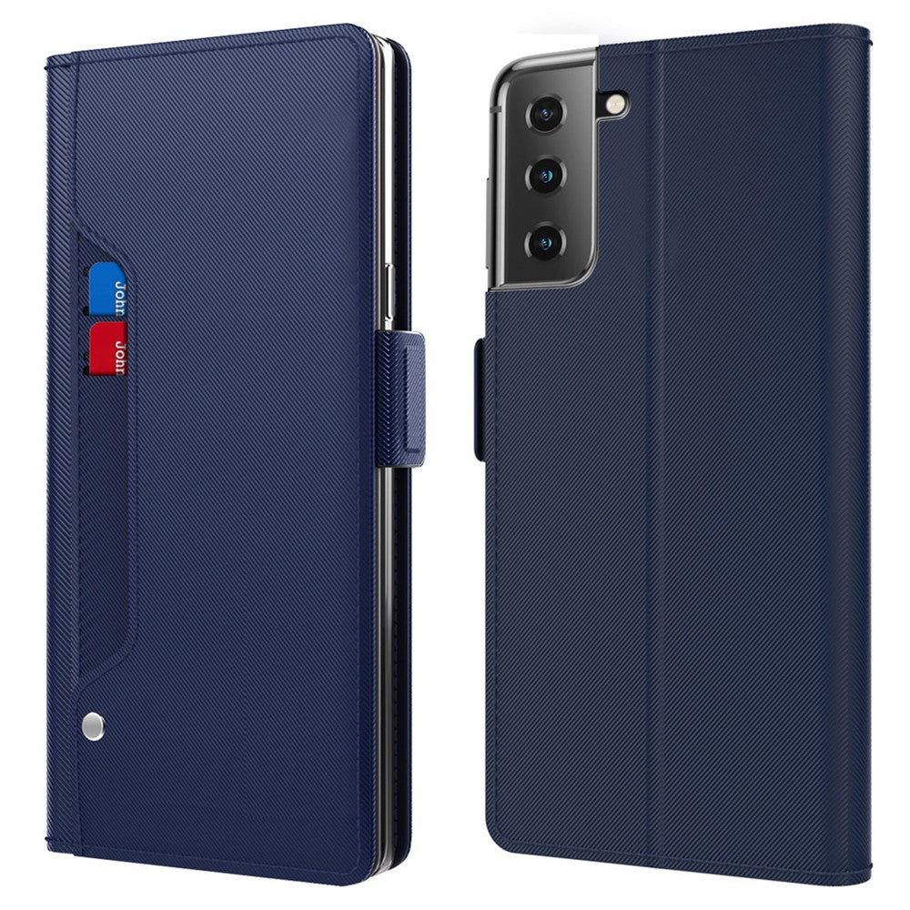 For Samsung Galaxy S23+ ShockProof PU Leather Phone Case Makeup Mirror Design Card Holder Stand Magnetic Closure Flip Phone Cover