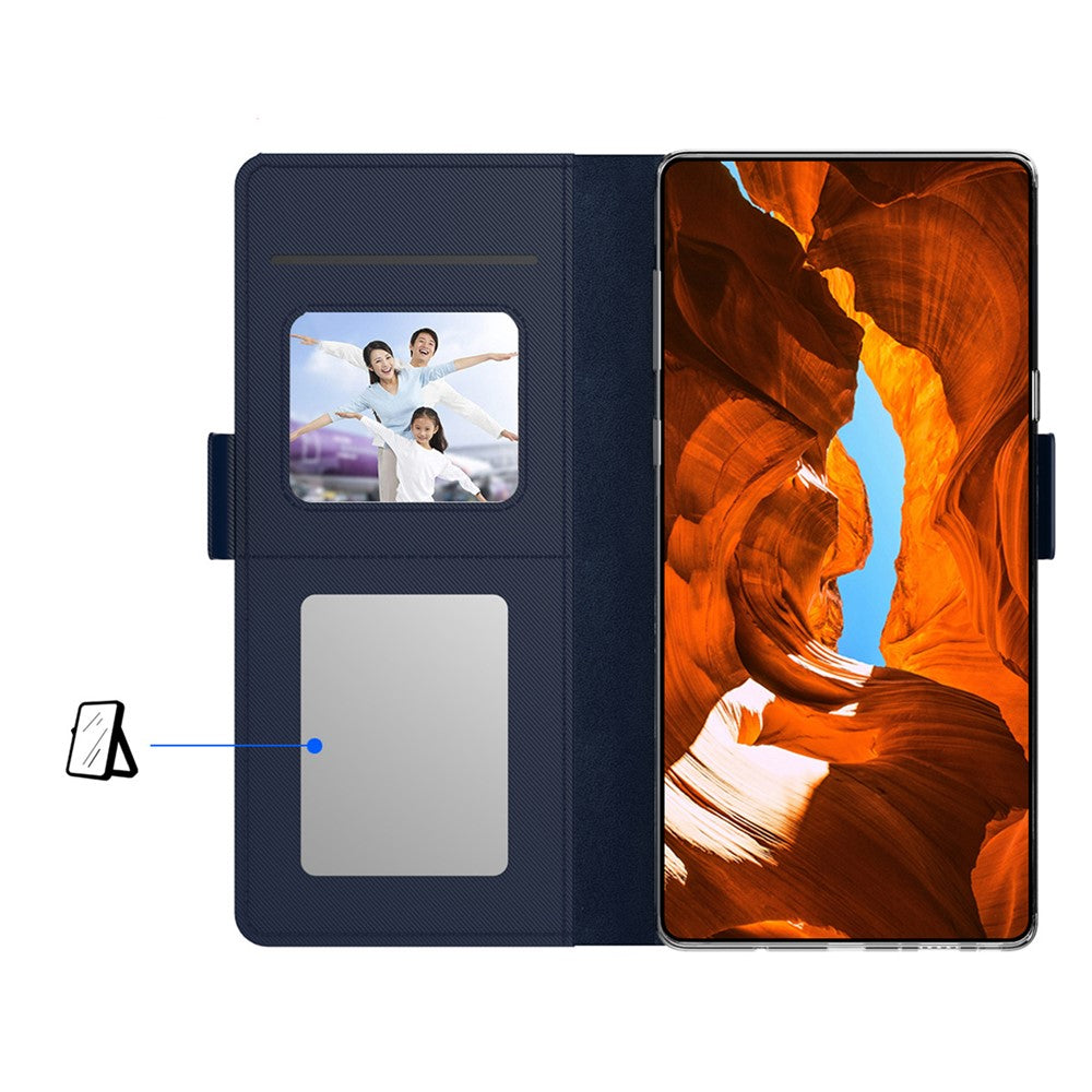 Samsung Galaxy S23+ Stötsäkert PU-läderfodral Sminkspegeldesign Korthållare Stativ Magnetisk Stängning Flip Mobilskal