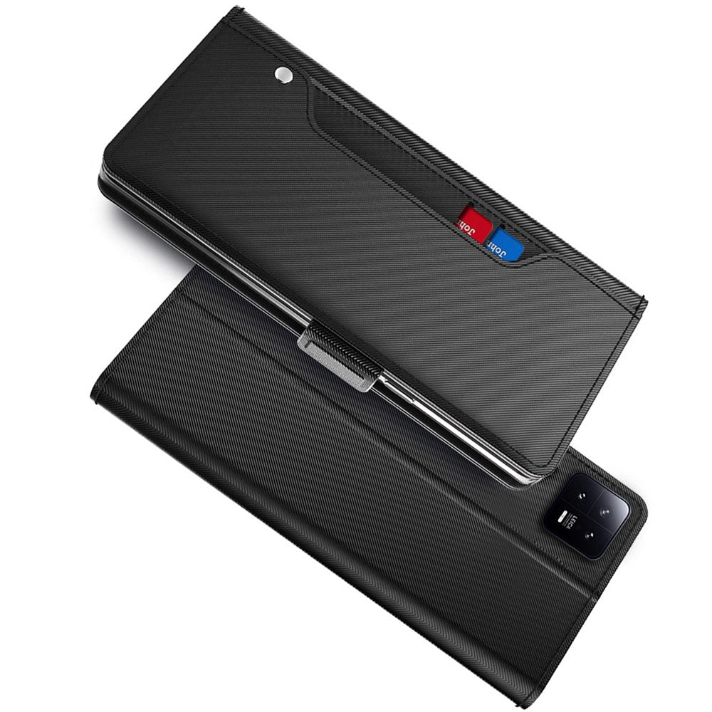 Stødsikkert PU-læderetui til Xiaomi 13 Pro 5G, smartphonecover med kortholder, stativ, dobbelt magnetisk spænde, ridsefast mobilcover med makeup-spejl