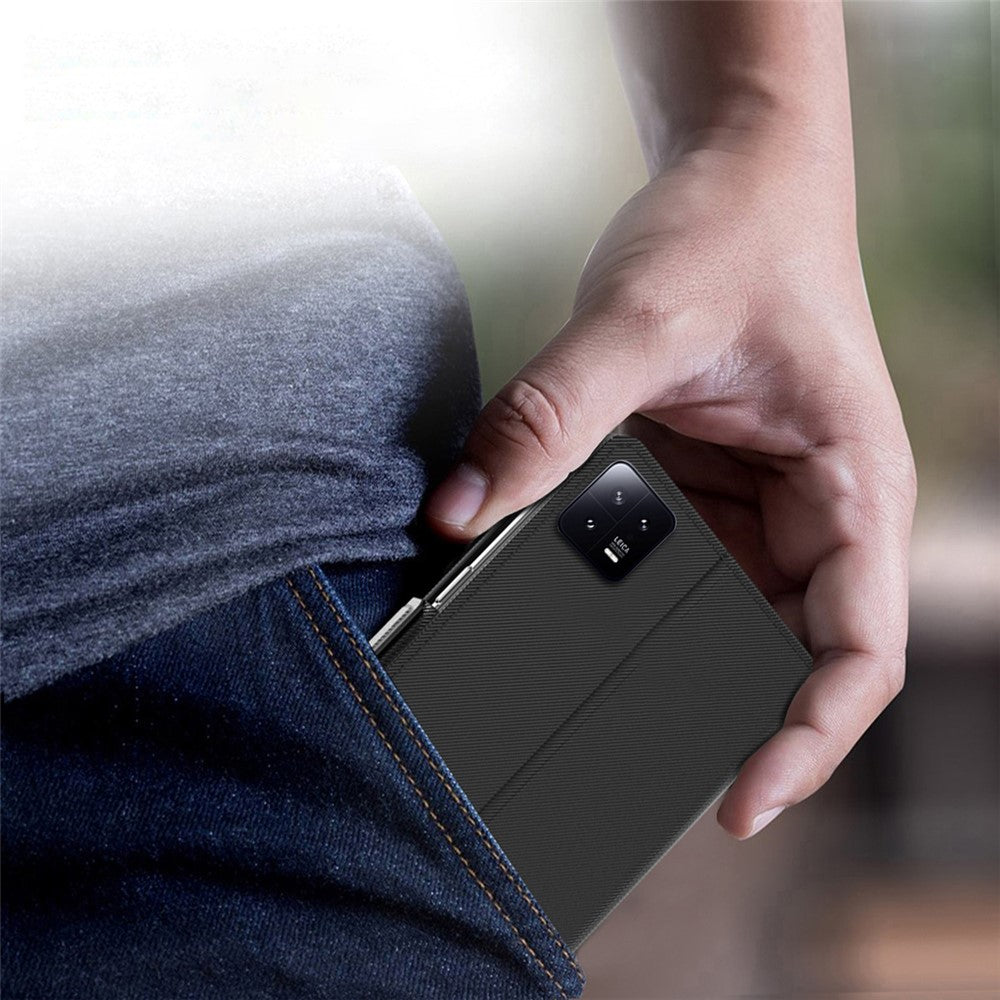 Stødsikkert PU-læderetui til Xiaomi 13 Pro 5G, smartphonecover med kortholder, stativ, dobbelt magnetisk spænde, ridsefast mobilcover med makeup-spejl