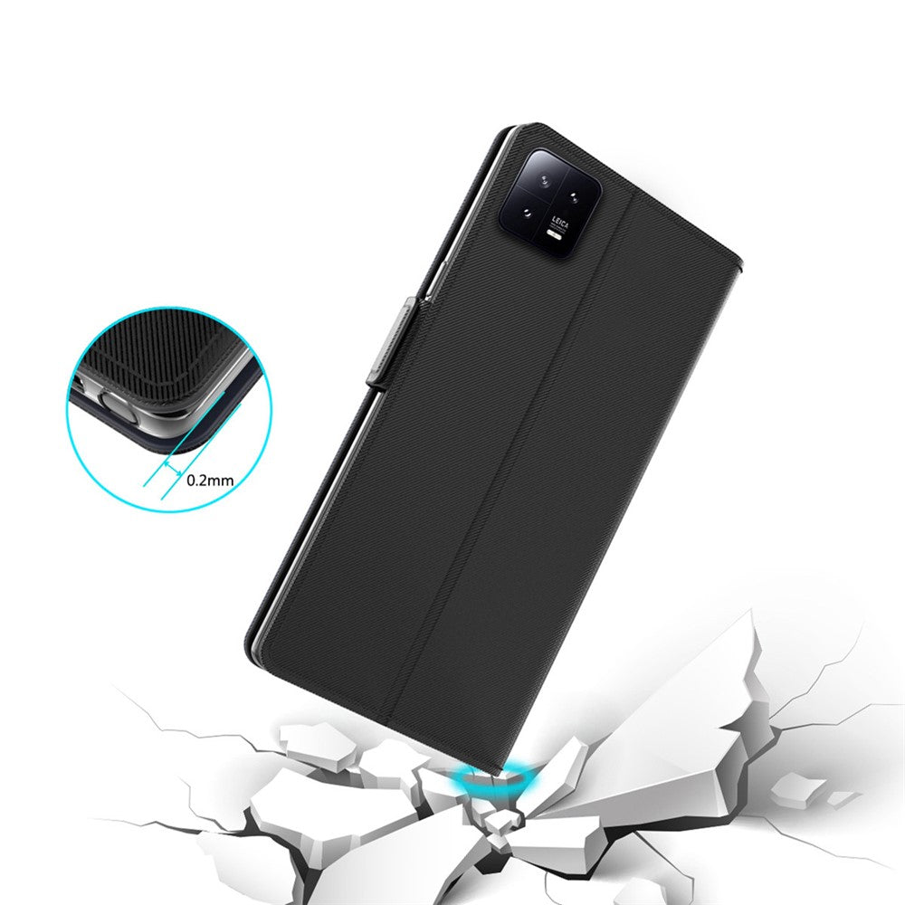 Stødsikkert PU-læderetui til Xiaomi 13 Pro 5G, smartphonecover med kortholder, stativ, dobbelt magnetisk spænde, ridsefast mobilcover med makeup-spejl