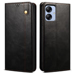 Samsung Galaxy A04e 4G / F04 4G / M04 4G Vaxaktigt Crazy Horse-textur PU-lädermobilskal med automatisk stängning, magnetiskt fodral med stativ, plånbok